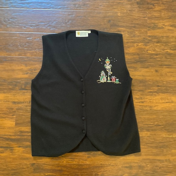 Jackets & Blazers - Christine Alexander Black Christmas Vest Size Medium